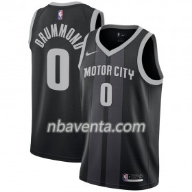 Camiseta Hombre Detroit Pistons Andre Drummond 0 2018-19 Nike City Edition Negro Azul Swingman